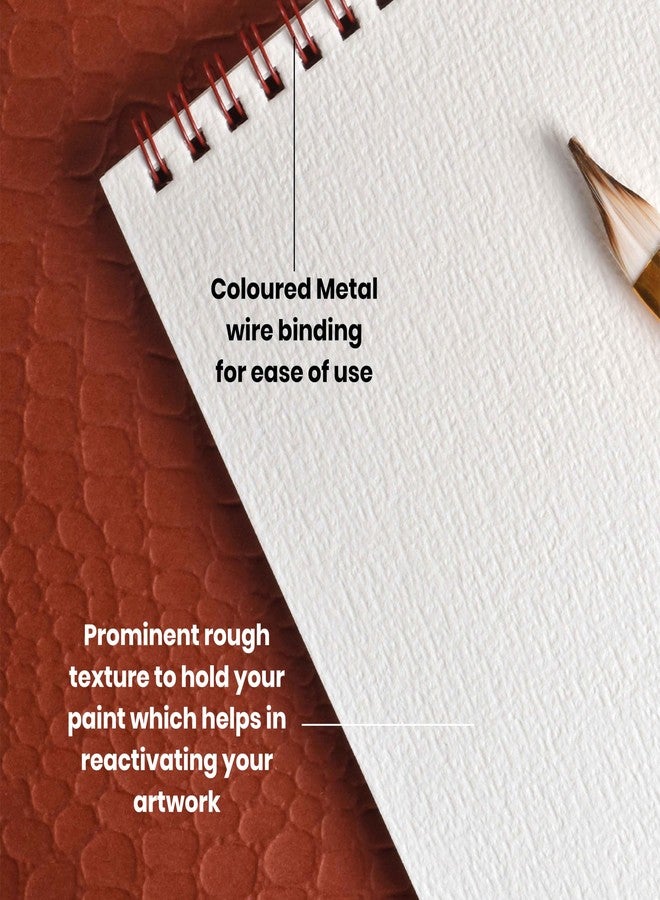 Scholar Watercolor Pad - 300 GSM Cold Pressed Acid Free Paper | Wire-O Bound Artist Pad Suitable for Watercolor, Gouache, Acrylic, Graphite, Pen & Ink (A4) (12 Sheets) - Image 4